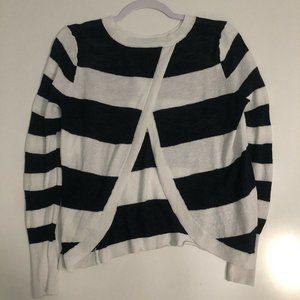 Banana Republic Navy & White Striped Open Back Top